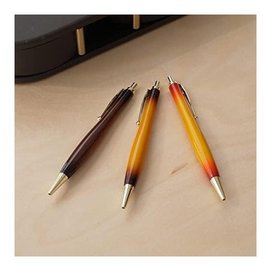 Luminio Wooden Ballpoint Pen, Oil-Based 0.7mm, Knock-Type, Easy to Write, Guitar-Style Sunburst Finish, Rare Wood, Made in Japan, Handmade by