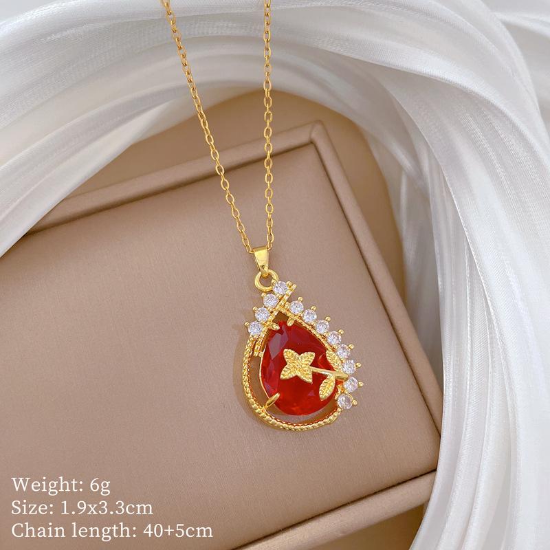 Multi-Element Style Copper Micro-Inlaid Necklace Combination Female Real Gold Electroplated Exquisite Collarbone Chain