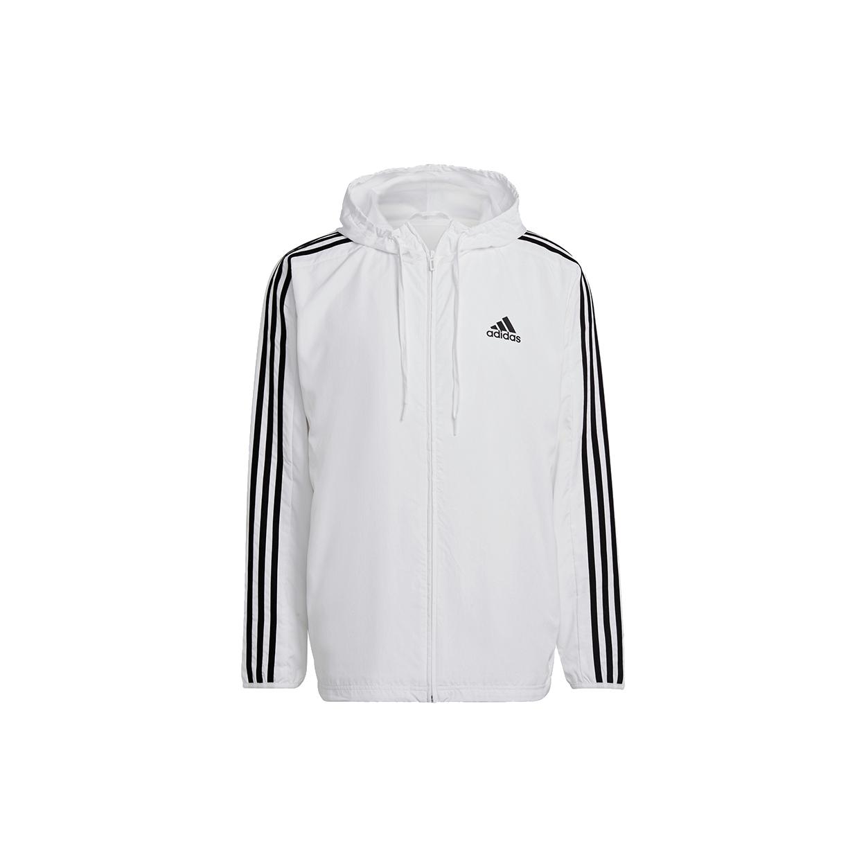 

New Adidas Essentials Woven Windbreaker Jacket Men s White H14625 XL