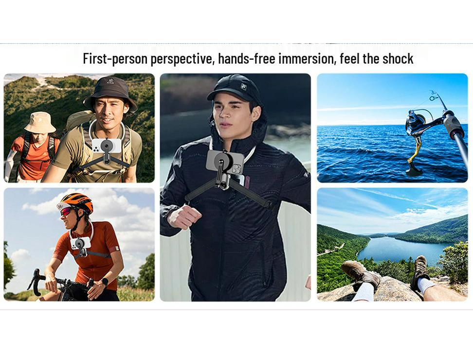 Magnetic Neck-Mount Adjustable Camera Bracket for Outdoor Sports and Live Streaming