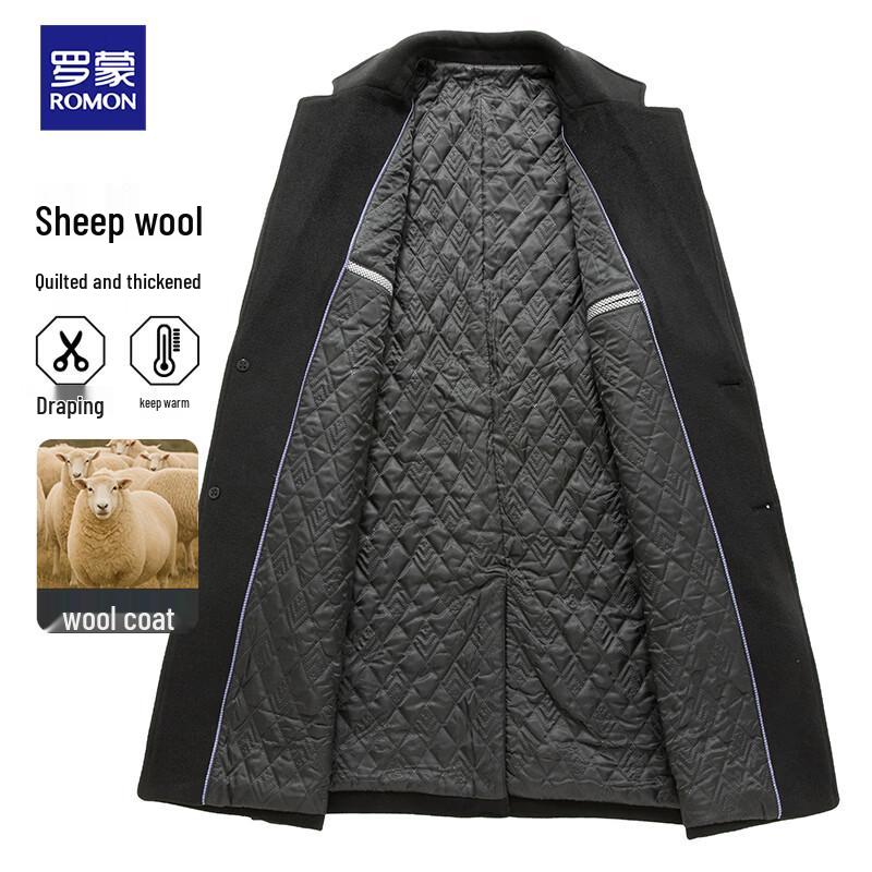 Men's Padded Wool Blend Mid-Length Business Coat