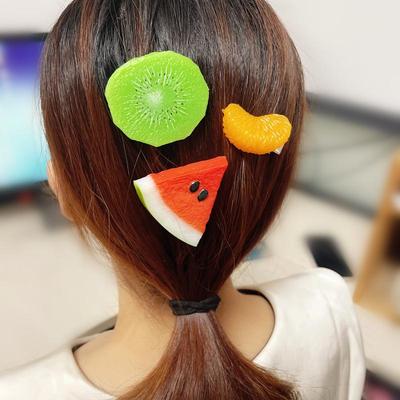 6 Pieces of Simulation Fruit Strawberry Watermelon Model Hairpin Side Clip