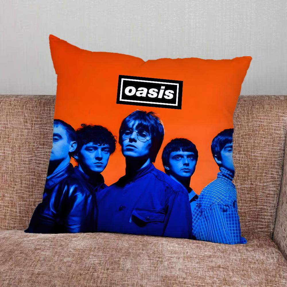 Music O-Oasis Band Pillow Case For Home Bedroom Car Office Decoration Living Room Sofa Cushion Cover Suitable