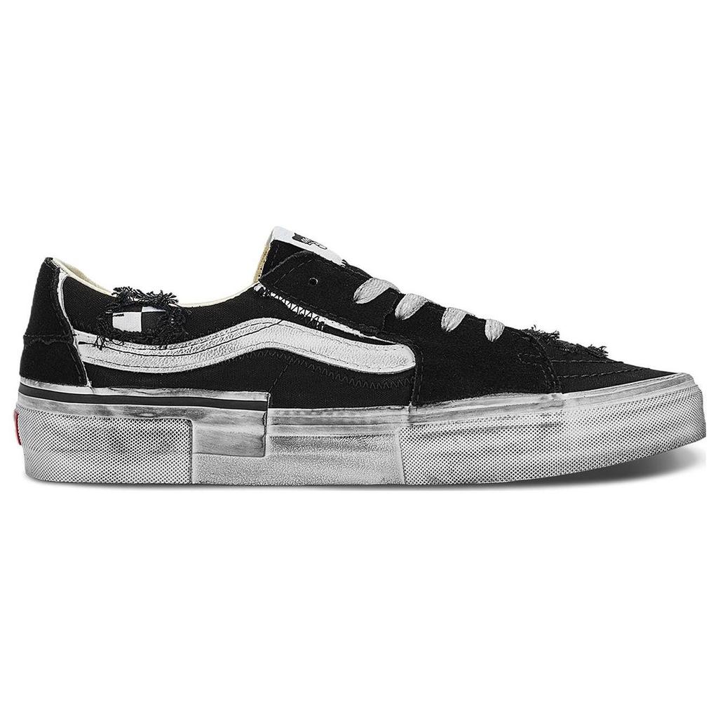 Vans Sk8 Reconstruct Round Toe Lace-Up Low-Top Skate Shoes Unisex Sneakers Black VN0009QSBP7