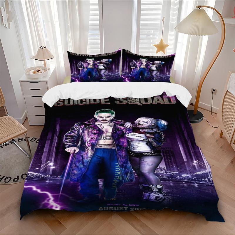 Set Biancheria da Letto Joker & Harley Quinn Copripiumino Regalo per Camera da Letto, Include 1 Copripiumino e 2 Federe, Senza ImbottituraB431