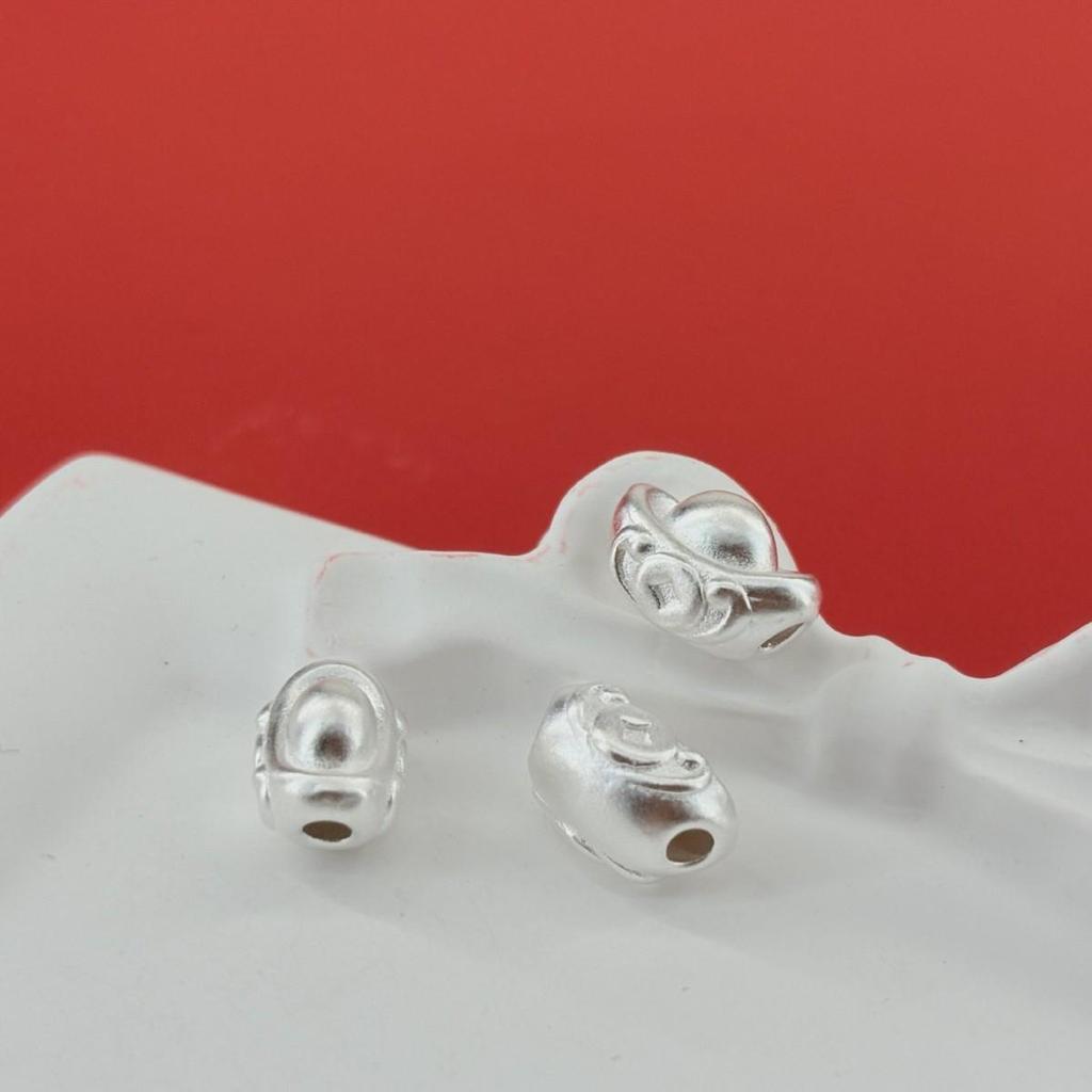 S999 Sterling Silver 3D Ingots Spacer Beads for DIY Bracelet Weaving