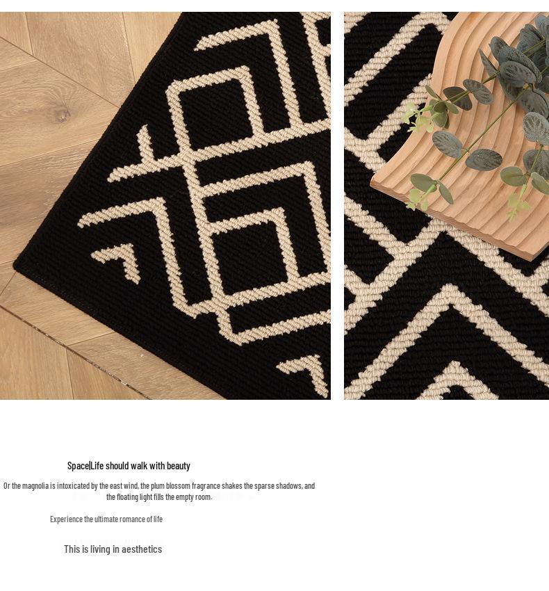 Chinese Retro Plaid Entrance Doormat: Dirt-Resistant, Machine Washable Wabi-Sabi Entryway and Hall Floor Mat.