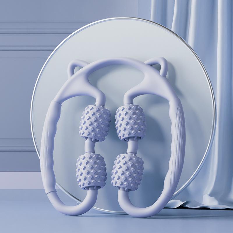 4 Wheel Leg Slimmer Massage Roller Soft Rubber Yoga Foam Roller for Muscle Relaxation Exercise Circular Massage Stick Leg Clamp