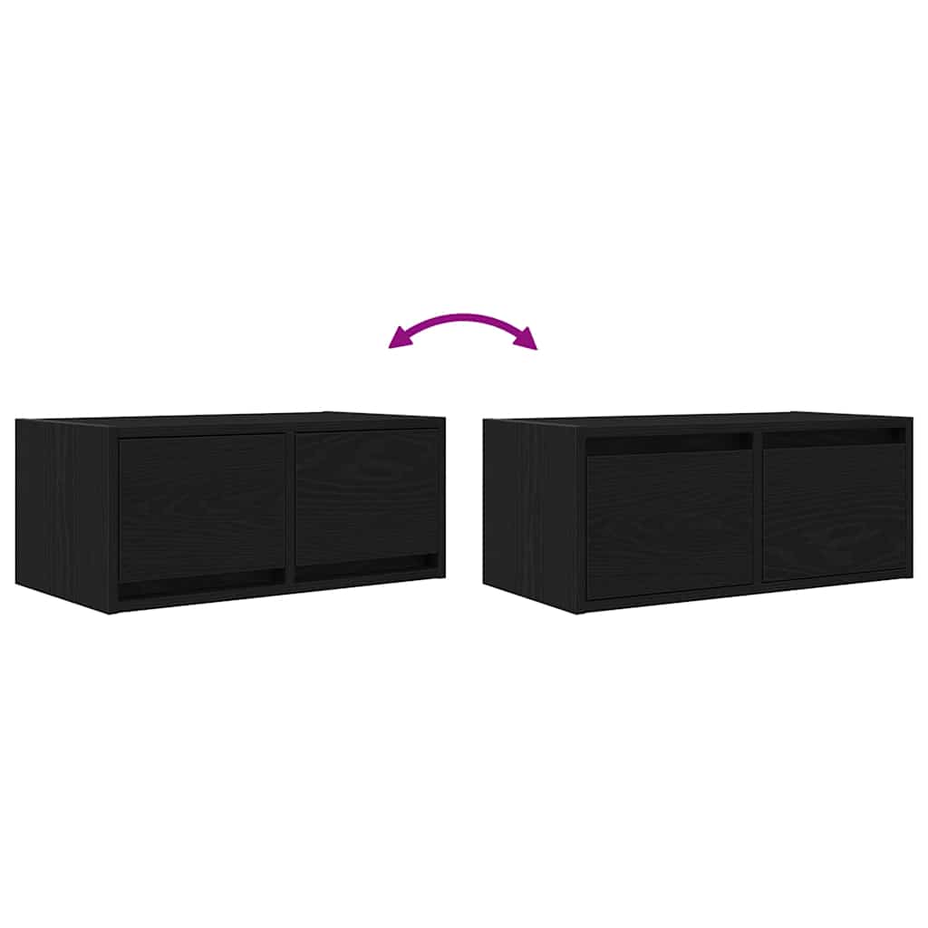 TV Cabinet Black Oak Effect 60 x 31 x 25.5 cm Particleboard