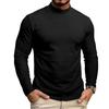 Men's Turtleneck Mock Neck Thick Warm Long Sleeve T-Shirt Solid Color Casual Top