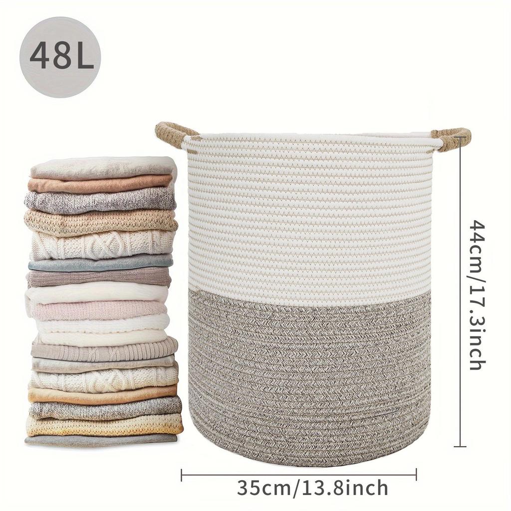 Large Woven Cotton Storage Basket for Toys, Snacks, Underwear, Socks, and Clothes