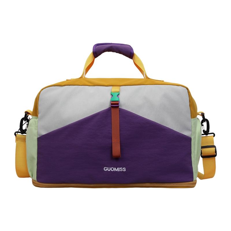 Trendy Color Block Fitness Travel Bag with Wet/Dry Separation, Large Capacity, and Handheld Design.