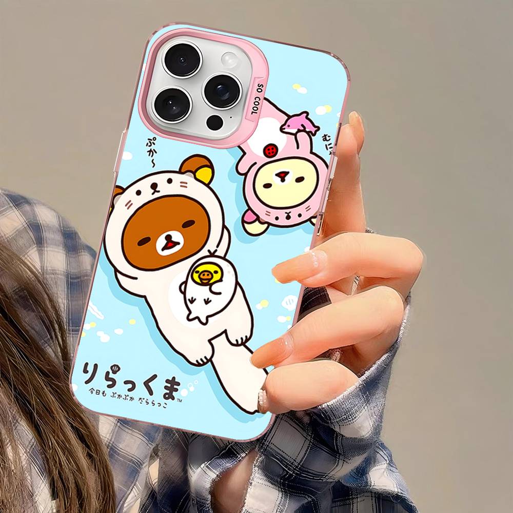 Cute Rilakkuma Bear Phone Case For IPhone 17 16 15 14 13 12 11 Pro MAX Matte Shockproof Back Anti Fall Matte Cover