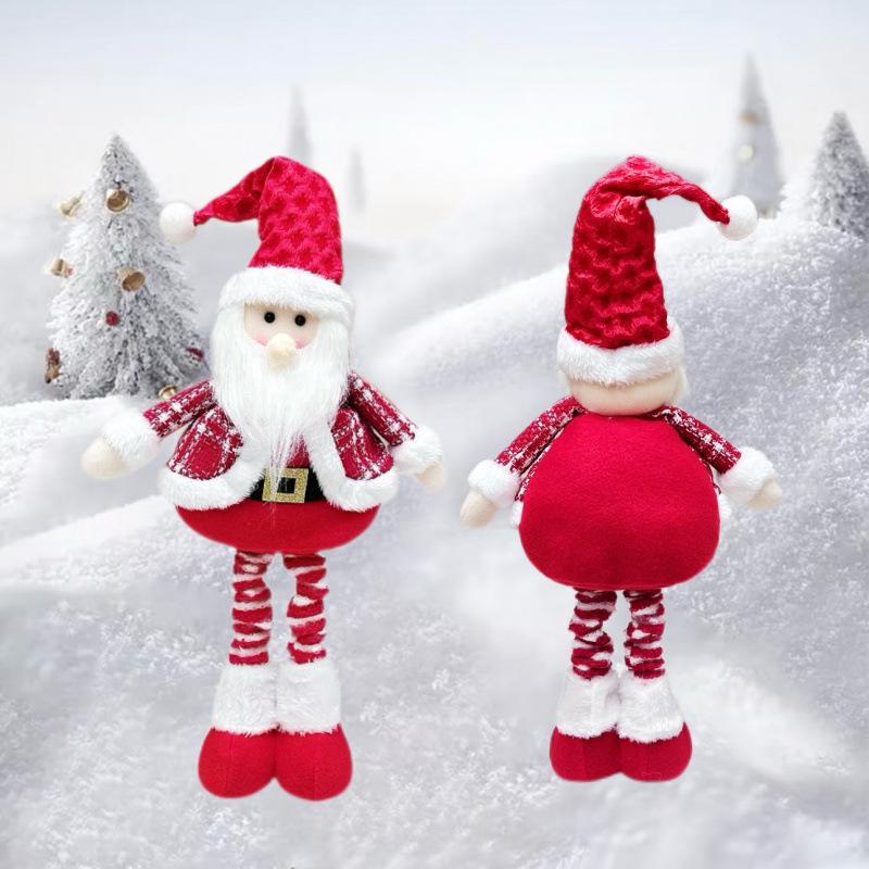 Telescopic Plush Christmas Ornaments: Snowman, Reindeer, Santa with Scarf