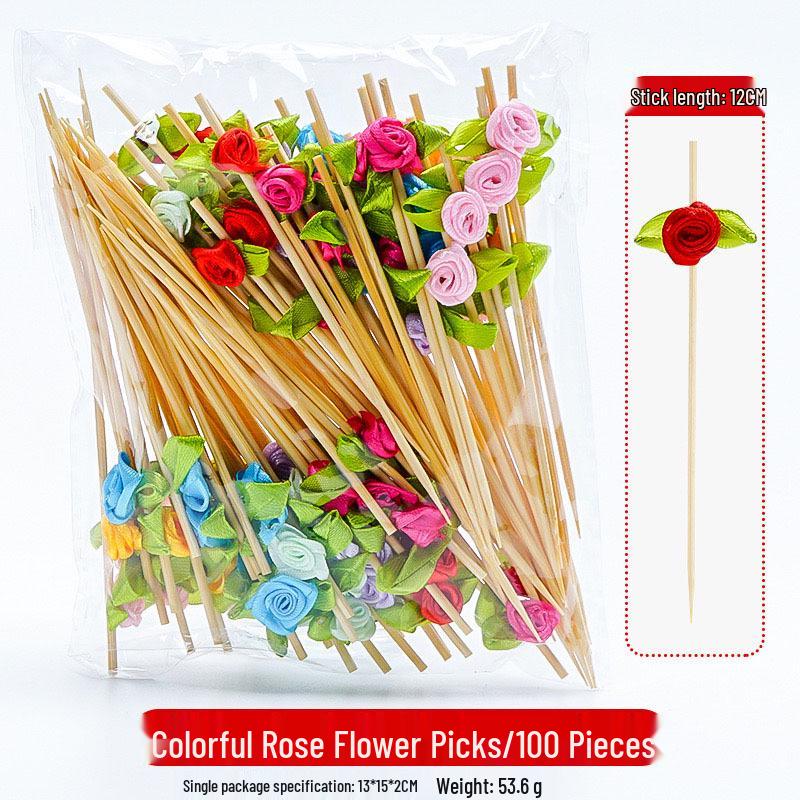12CM Bamboo Pearl Skewers: Creative Cocktail and Fruit Plate Decor Toothpicks