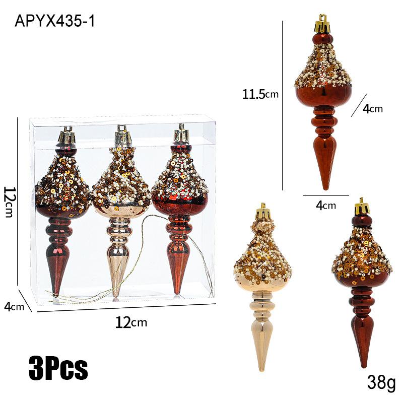 

Creative Gorgeous Glitter High-End Christmas Ornaments Sparkling Champagne Brown Screw Christmas Tree Decor Hanging Accessories
