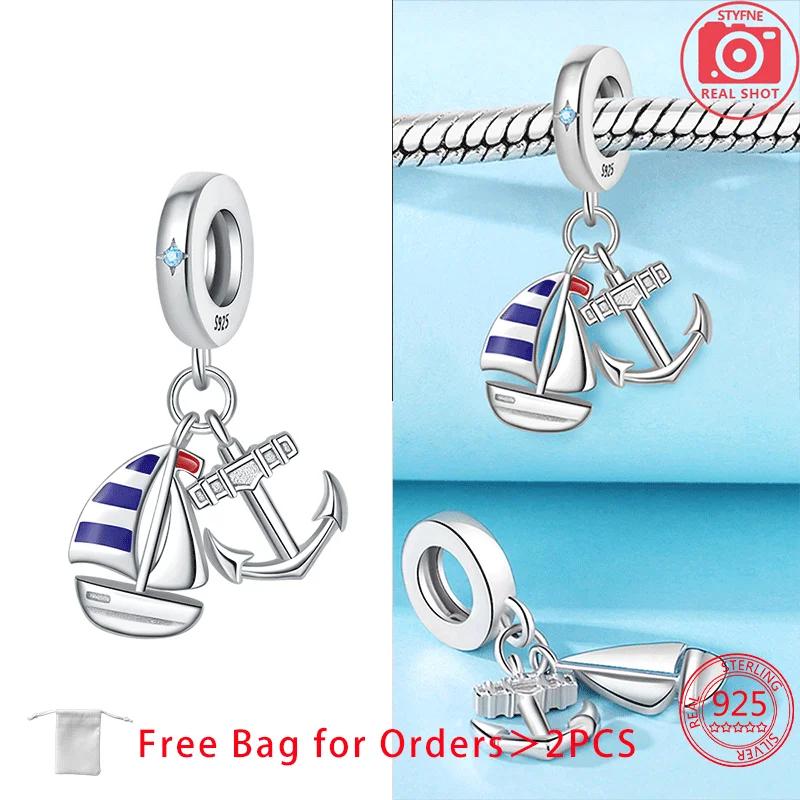 Copper Travel Series Pharaoh Pyramid Tower Anchor Plane Suitcase Charms Beads Pendant Fit Women Jewelry Bracelet Fine Gift