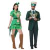 Halloween Vintage Wizard Of Oz Mad Hatter Couple Costumes Irish Lucky Green Elf Stage Outfits