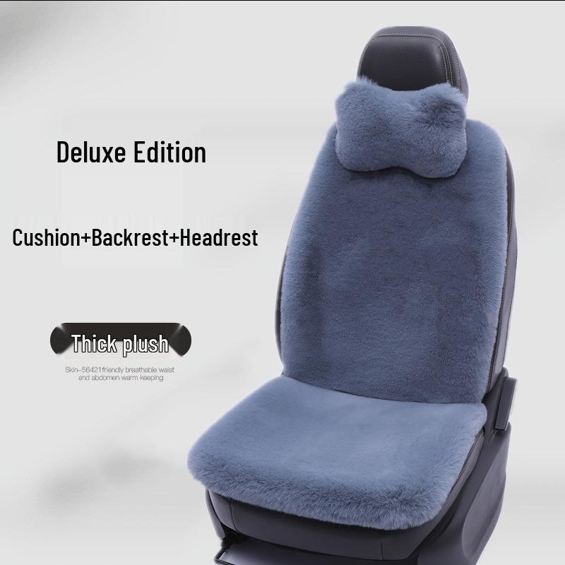 Winter Rabbit Fur Wool Heated Car Seat Cushion - Non-slip, Warm, for Single Seat with Small Waist Support