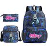3Pcs/set Anime Cartoon Hatsune Miku Printed Backpack with Shoulder Bag Pencil Case for Teenager Student Boy Girl Large Capacity Waterproof Schoolbag
