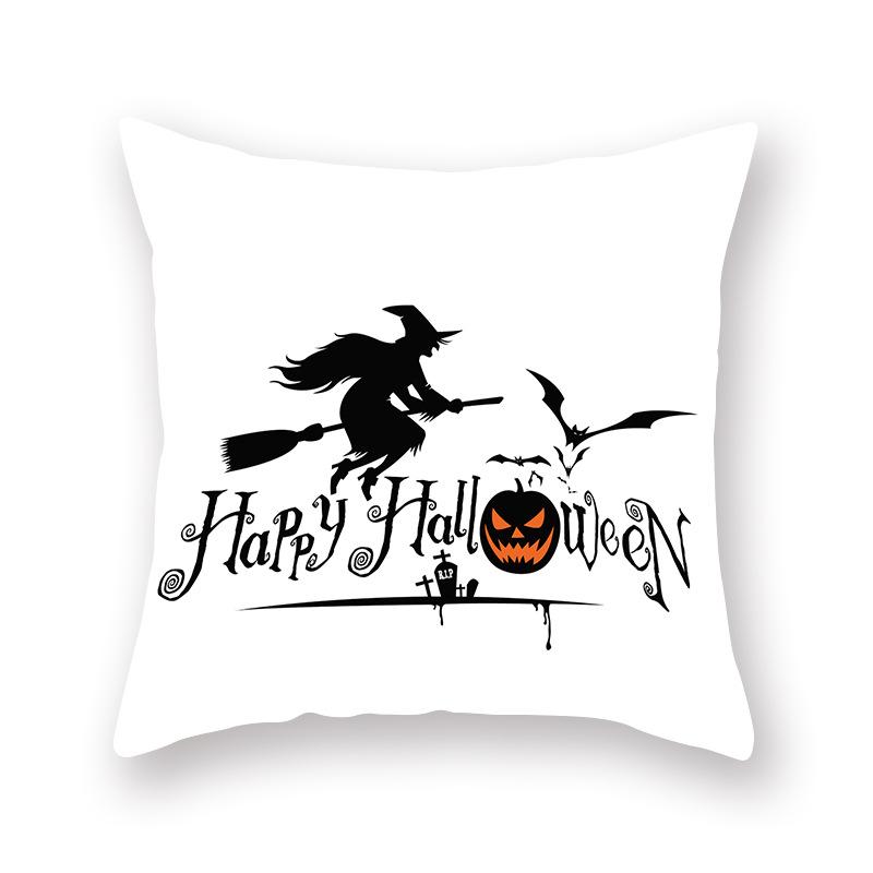 Halloween Pillow Cover Cartoon Skull New Short Velvet Cushion Cover Sofa Cushion
