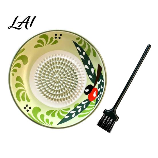 Ceramic Garlic Grater Ginger Grater 2-in-1 Manual Shredder Plate for Kitchen Cooking Flat Durable Gadget Base Easy-Clean Tool Fresh Fruit Puree And