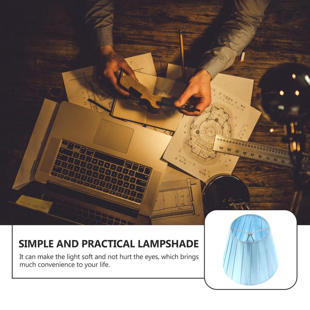 Fabric Lampshade Cover Modern Style Bedroom Nightstand Blue Pleated Office Burlap Light Accessory Sturdy Practical Easy Install