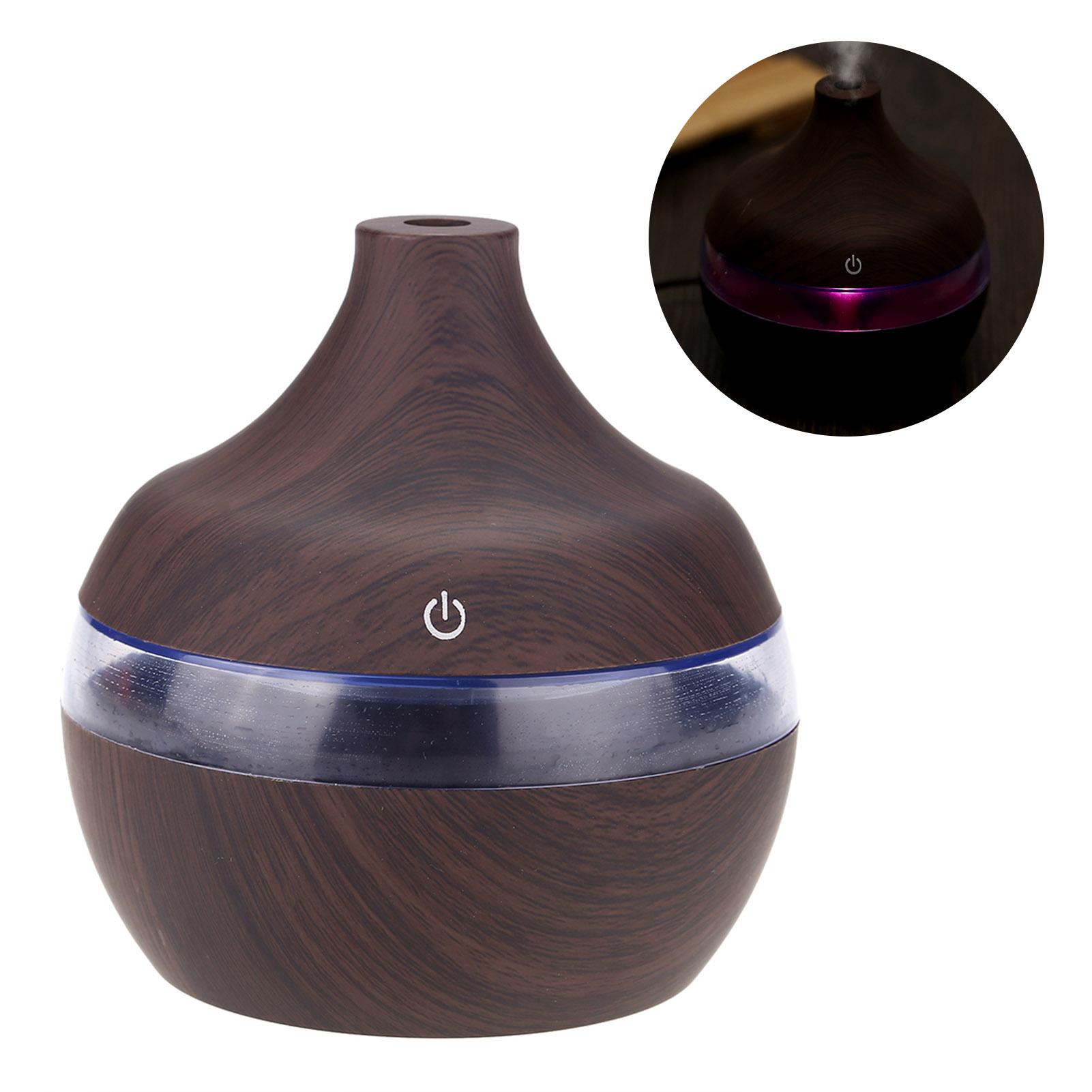 

300 мл Увлажнитель воздуха с USB и текстурой дерева, цветной светодиодный ночник, генератор тумана для офиса, автомобиля, дома