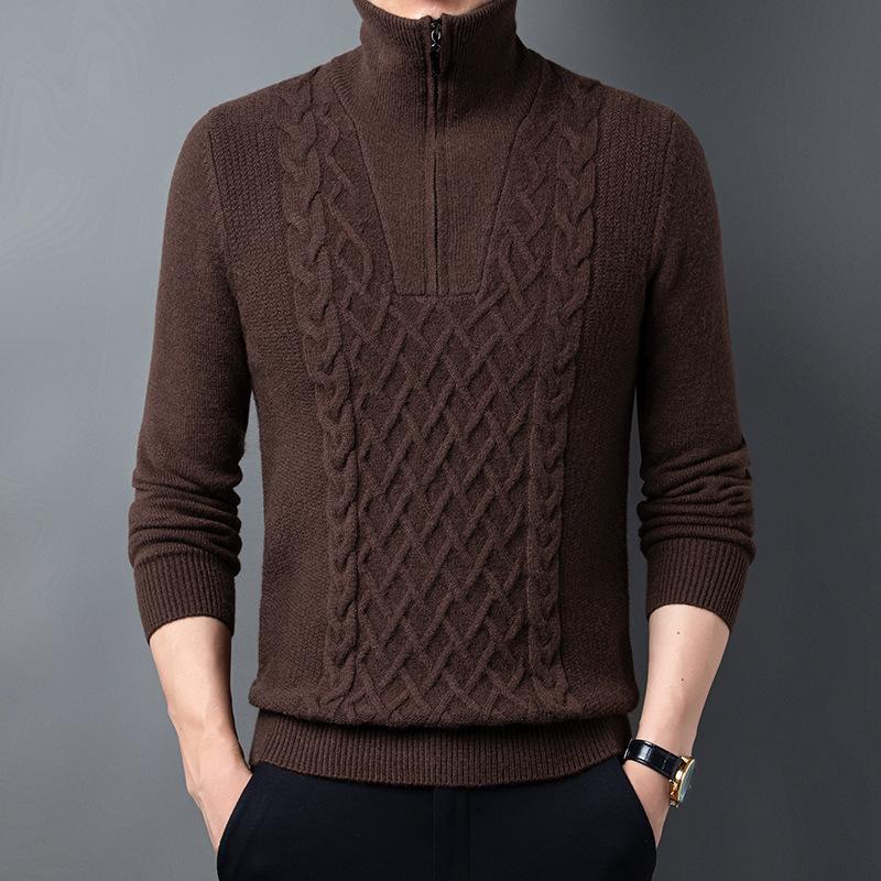 Herbst und Winter Neue Halb-high Neck Verdickt Dicke Nadel männer Pullover Zipper Lose Pullover Gestrickte Pullover Männer