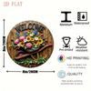 8 Inch Round Aluminum Welcome Sign, Floral Wheelbarrow Art for Home Wall Decor