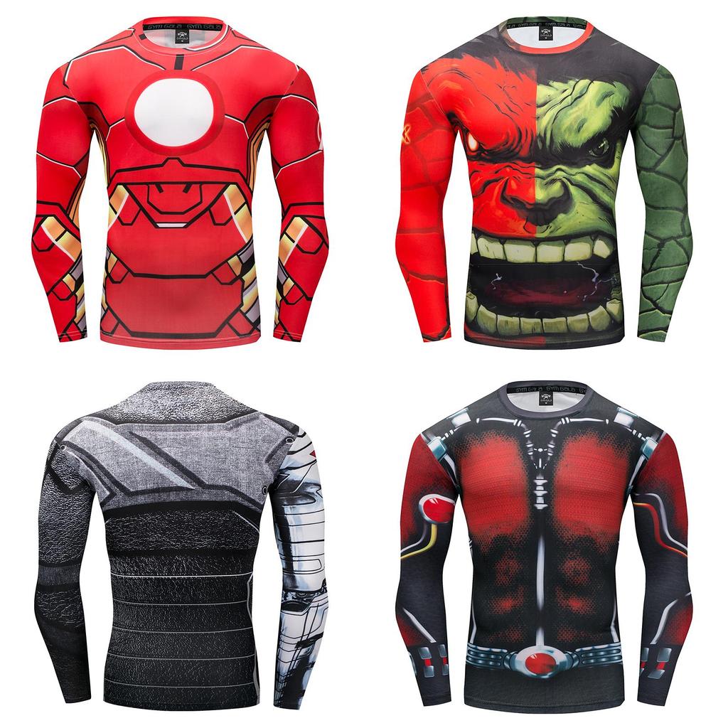 Stylish And Comfortable Men T-shirt Long Sleeve Super Hero Compression Sport 3d Fitness Cycling Shirt