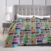 Sprunki Spiel-Flanelldecke, originelle Kuscheldecke für Zuhause, Hotel, Sofa, 125 x 100 cm, flauschig, dünn, Steppdecke