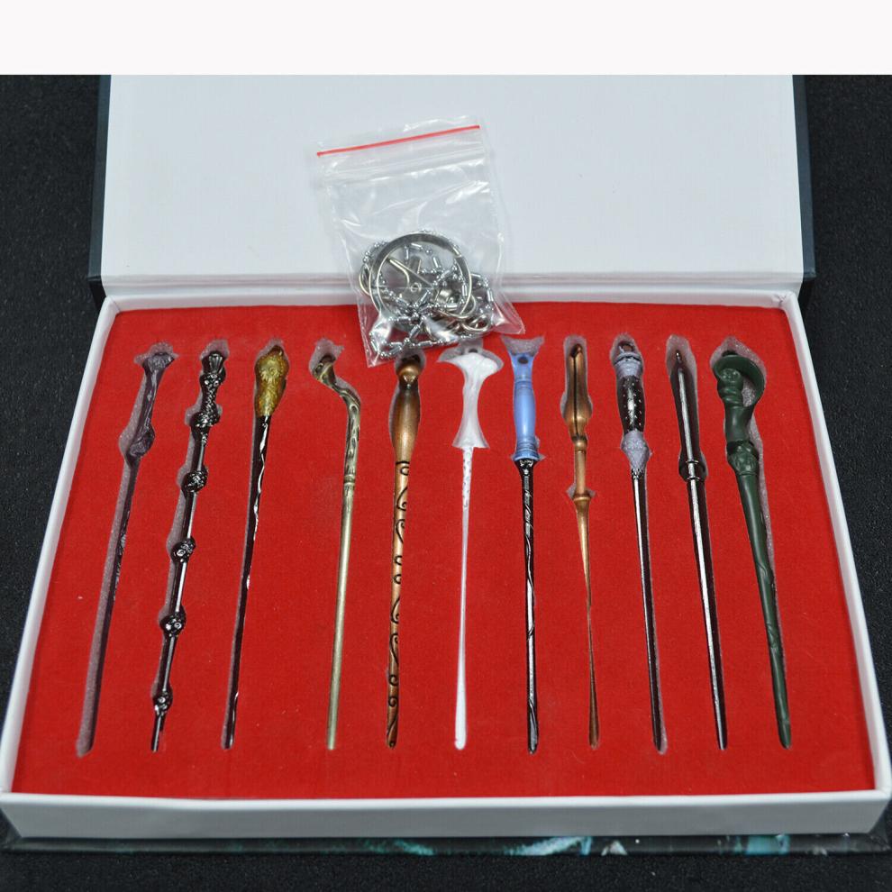 (  11-teiliges Zauberstab-Set) 15-teilige Harry Potter Sammelbox Zauberstab Abzeichen Halskette Set Dumbledore Weihnachtsgeschenk 15Pcs Magic Set