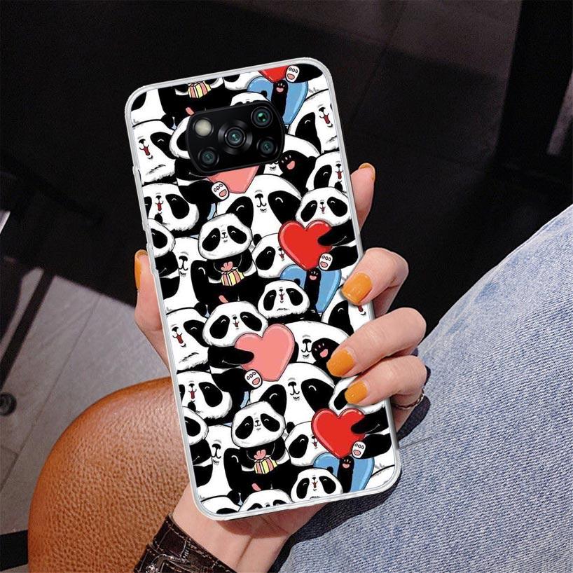 Cartoon Cute Panda Bear Phnoe Case for Xiaomi Poco X5 X6 X7 Pro X4 Gt F7 Ultra M8 M7 Redmi 15C 15 13C 13 12C 12 Unique Cover Coq