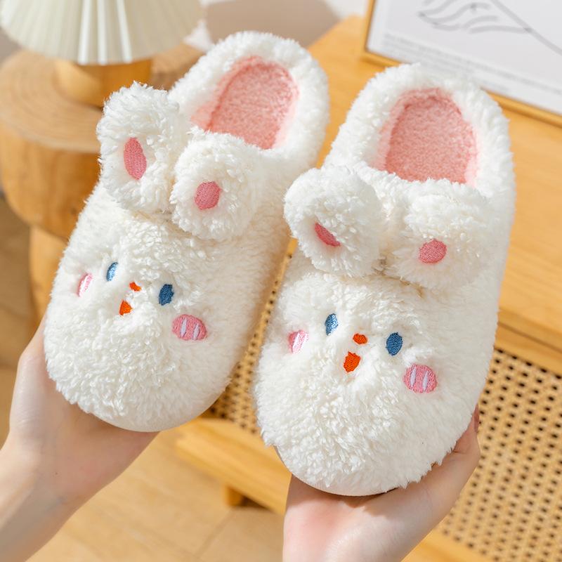 Cartoon rabbit cotton slippers autumn and winter indoor home bedroom warm and velvet thick-bottomed comfortable wool slippers
