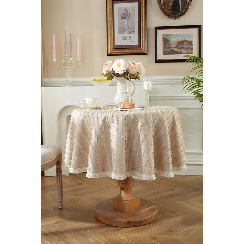 

Однотонная маленькая круглая скатерть 120 см, полосатая бахрома, скатерть для кофейного столика, теплоизоляционная износостойкая скатерть, чехол для дивана Diameter 100cm кофейный