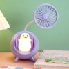 Desk Lamp Small Fan with Adjustable Bendable Pole Stable Base Quiet Motor Cartoon Chick Rabbit Design Dorm Room Fan Light