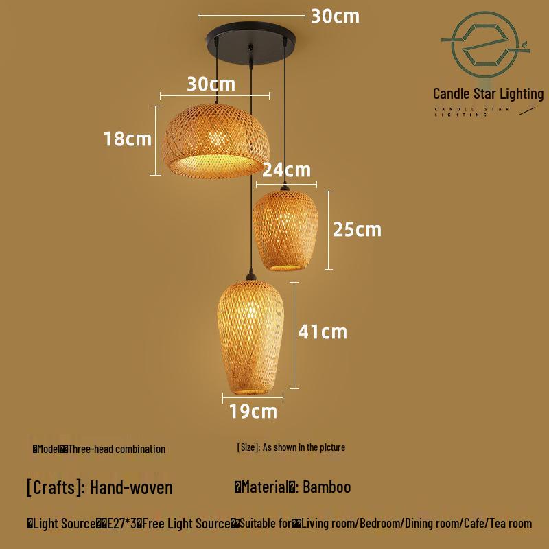 Zen Style Bamboo Rattan Pendant Light for Tea Rooms and Restaurants