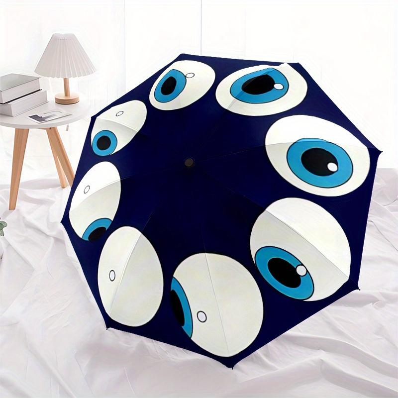 1pc Eyes Circle Automatic Open/close, Heavy-Duty Iron Frame & 8-Rib Structure, Compact Folding Cute Umbrella for Women/Men, All-Season Travel,  163
