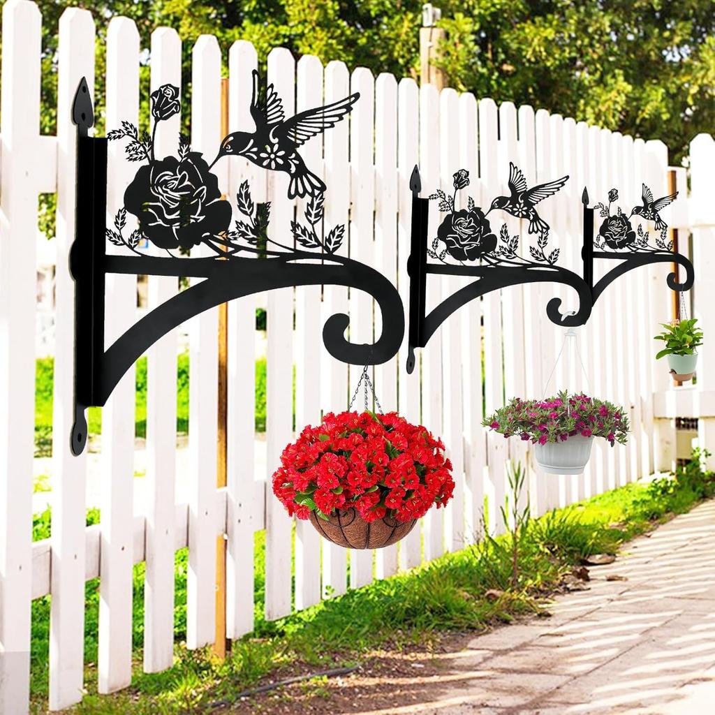 Hanging Plant Hanger Bracket Plant Hooks for Hanging Baskets Heavy Duty Decorative Hummingbird Silhouette Wall Mounted Hanging Plant Hangers Outdoor