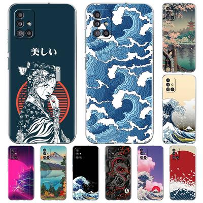 Pouzdro s japonským stylem pro Samsung Galaxy A51 A21s A52 A71 A12 A31 A41 A32 A02s M31 A11 A72 M51 M30s Průhledný kryt na telefon