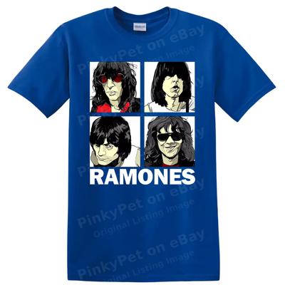Ramones Punk Rock Band Portrait T Shirt Four Panel Vintage Graphic Retro Art Tee
