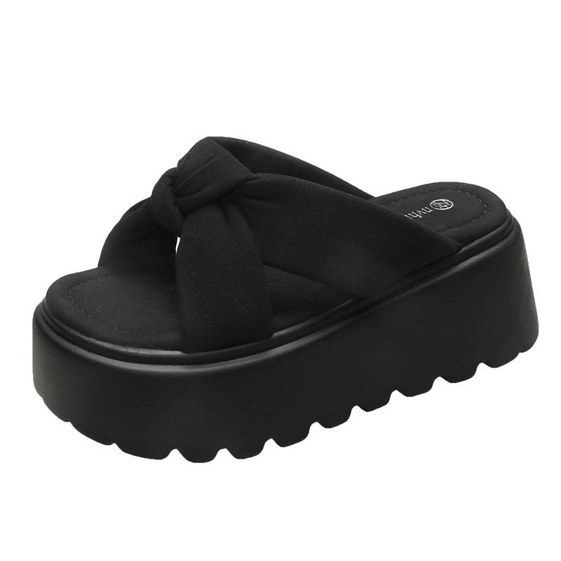 

Thick-bottomed trendy slippers for women s summer outer wear 2025 new fashion casual French soft-bottomed non-slip going out cool slippers for pregnan 34 чорний