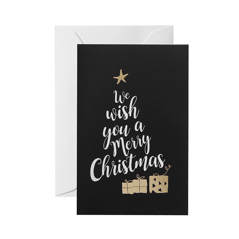 Muguang Black Exquisite Hot Stamping Creative Christmas Thank You Greeting Card with Envelope