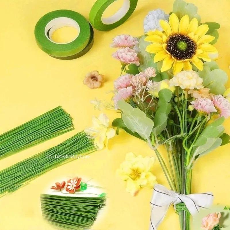 100-1000pcs Paper Floral Wire 0.3mm/0.0118Inch Diameter 40cm Long Iron Wire Used for DIY Nylon Stocking Flower Branche Making