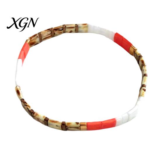 Elastic Stackable Wrist Jewelry Flat Beaded Stretch Bracelets for Women, Bohemian Friendship Bead Bracelets, Simple Layering Bracelet Set Boho