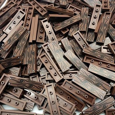 20pcs MOC Compatible 2431 Small Particle Building Block Scene Accessories, 1x4 Flat Wood Grain With Nail Printing Accessories