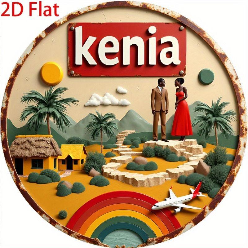 2D Flat Hanging Decorative Metal Sign Hand Painted Art