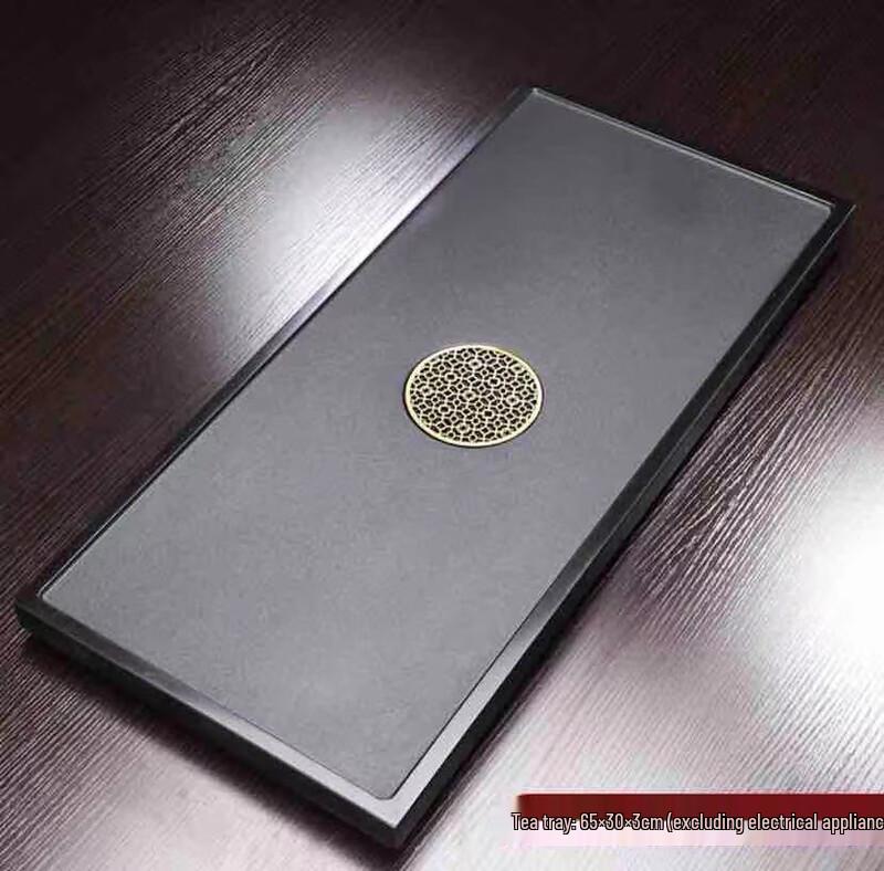 Chaxun Black Gold Stone Tea Tray & Ceramic Tea Set
