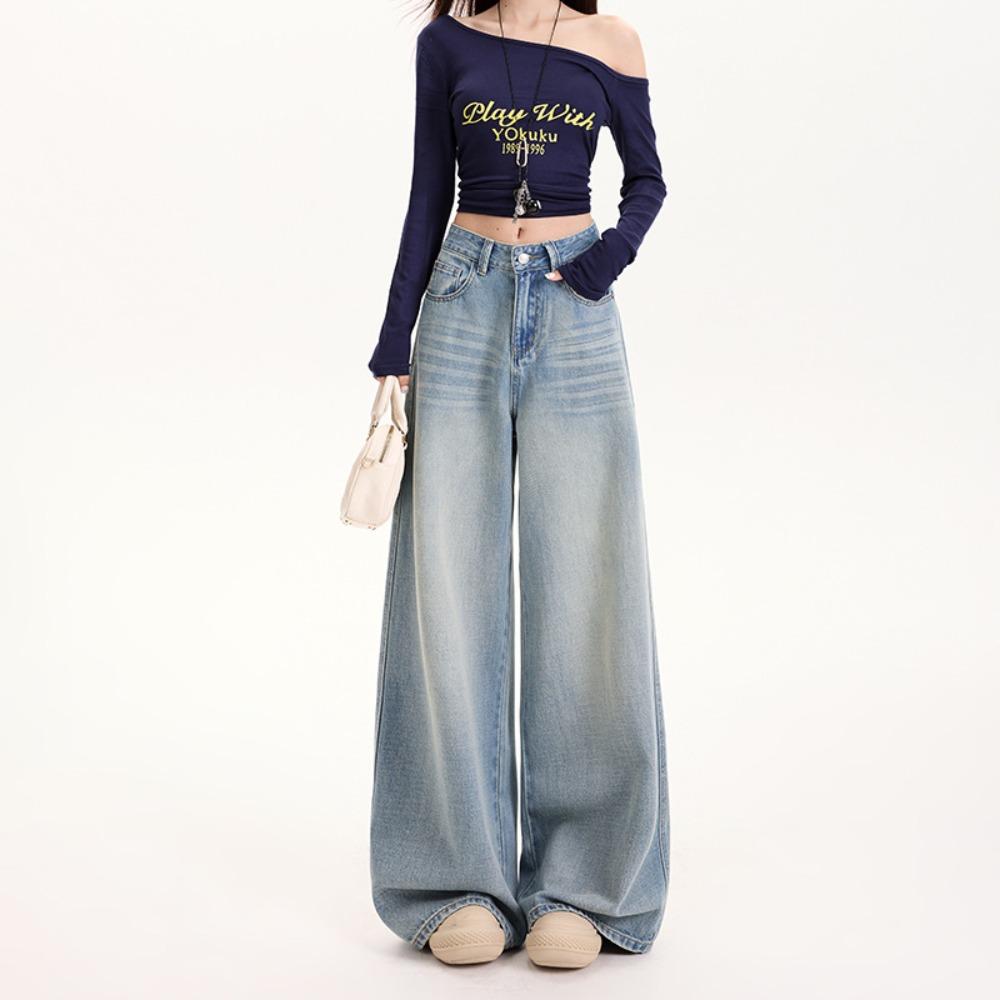 Women's High Waist Tencel Wide Leg Jeans Loose Non‑Stretch Denim Pants With Regular & Extra‑Long Length Options For Summer American Street Look